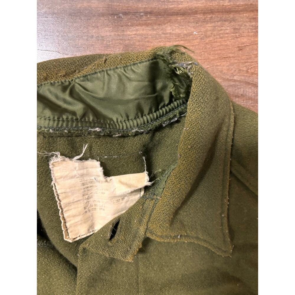 Vintage US Army Shirt Mens Medium Cold Weather Field Wool Olive Green 70s - Picture 6 of 12